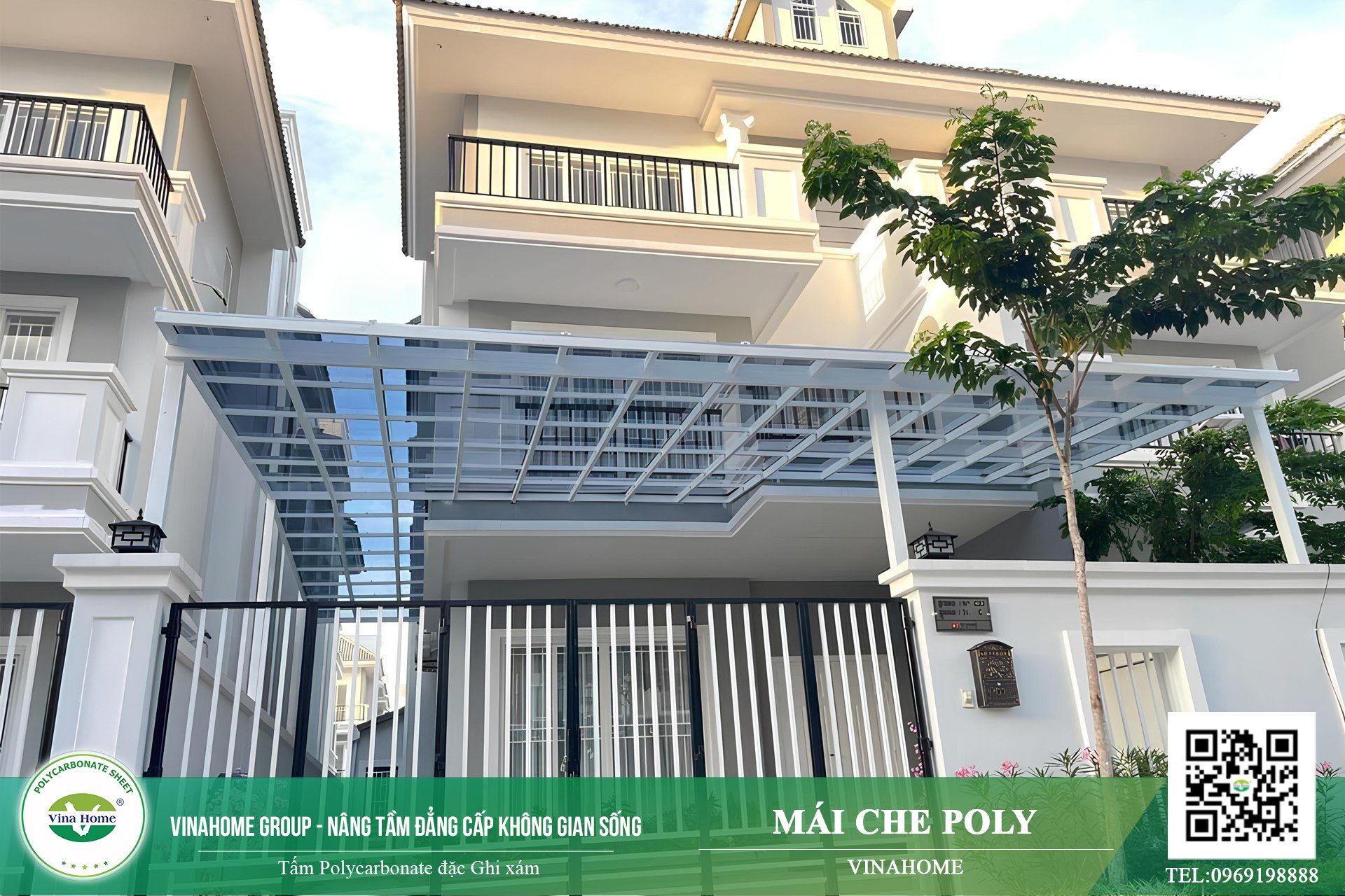 Công trình mái poly ghi xám nhà dân